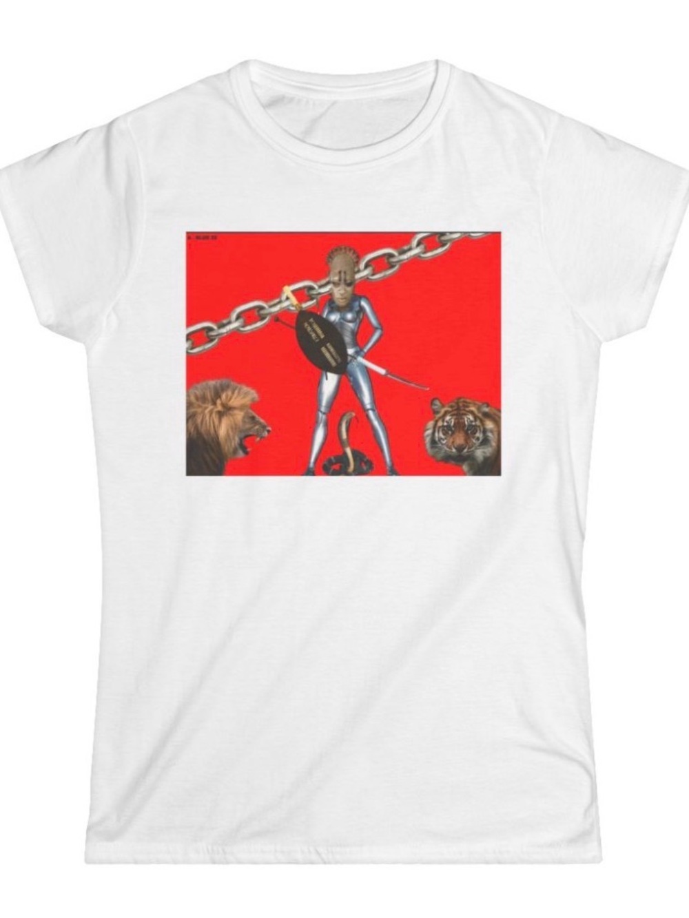 Al Blue designed,Graphic Tee with Warrior and Animal Motif